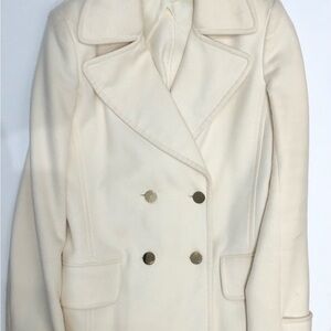 The Row Cream Double-Breasted Wool Pea Coat